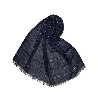 Square Box Checkered Cotton Grid Hijab - Royal Blue